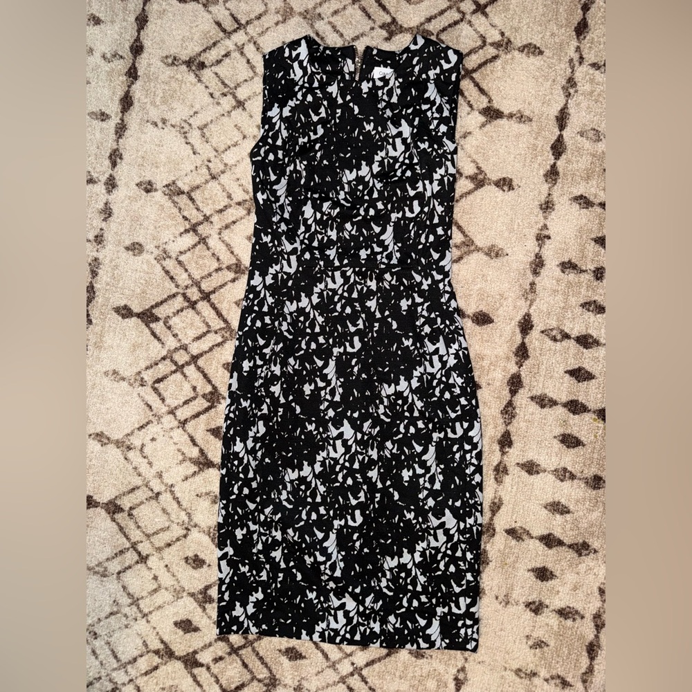 Calvin Klein Black and White Midi Dress